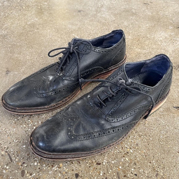 Cole Haan Brogue Shoes Mens Size 11.5 M Black Leather Wingtip Dress Oxfords main image 7